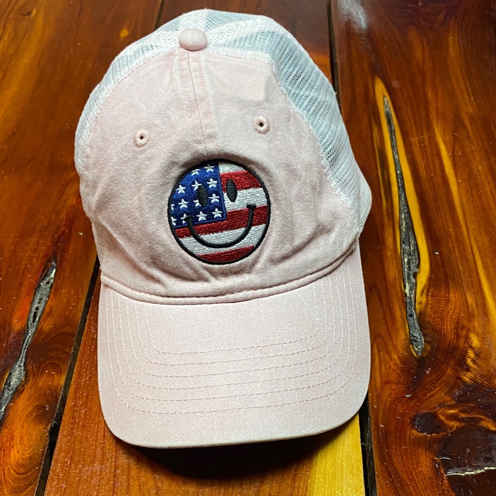 Pink Cap with Mesh Back and Flag Patch